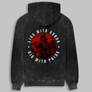 Live With Honor Unisex Acid Washed Printed Hoodie