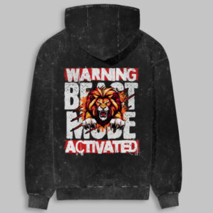 Beast Mode Unisex Acid Washed Printed Hoodie