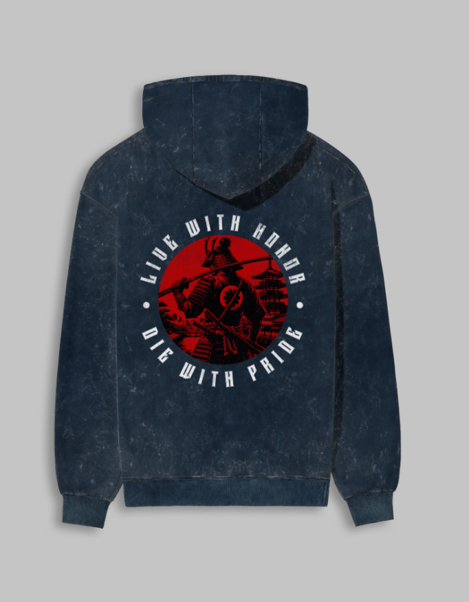Live With Honor Unisex Acid Washed Printed Hoodie - Image 3