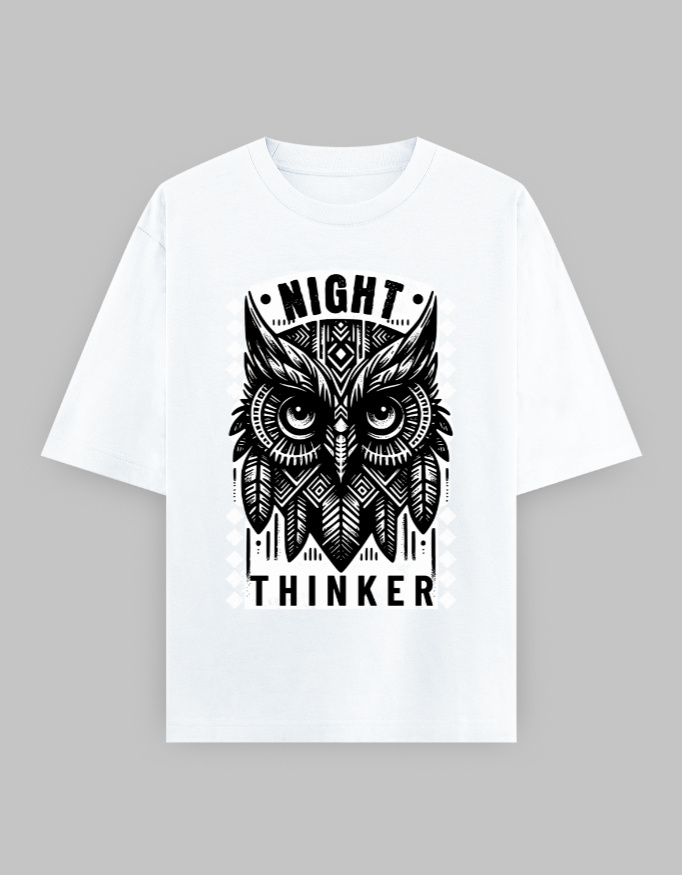 Night Thinker Unisex Oversized Classic Printed T-Shirt