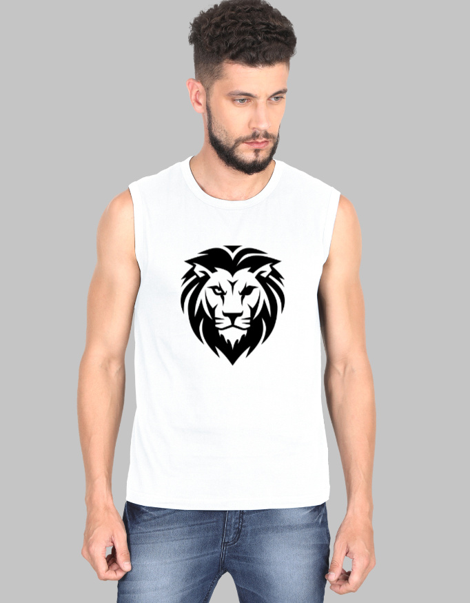 Lion Men's Sleeveless Printed T-Shirt