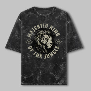 Majestic King Unisex Acid Washed Oversized Printed T-Shirt