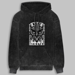 Night Thinker Unisex Acid Washed Printed Hoodie