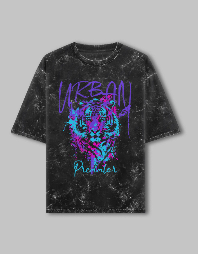 Urban Unisex Acid Washed Oversized Printed T-Shirt
