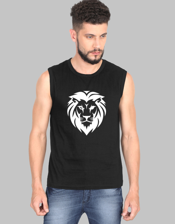 Lion Men's Sleeveless Printed T-Shirt