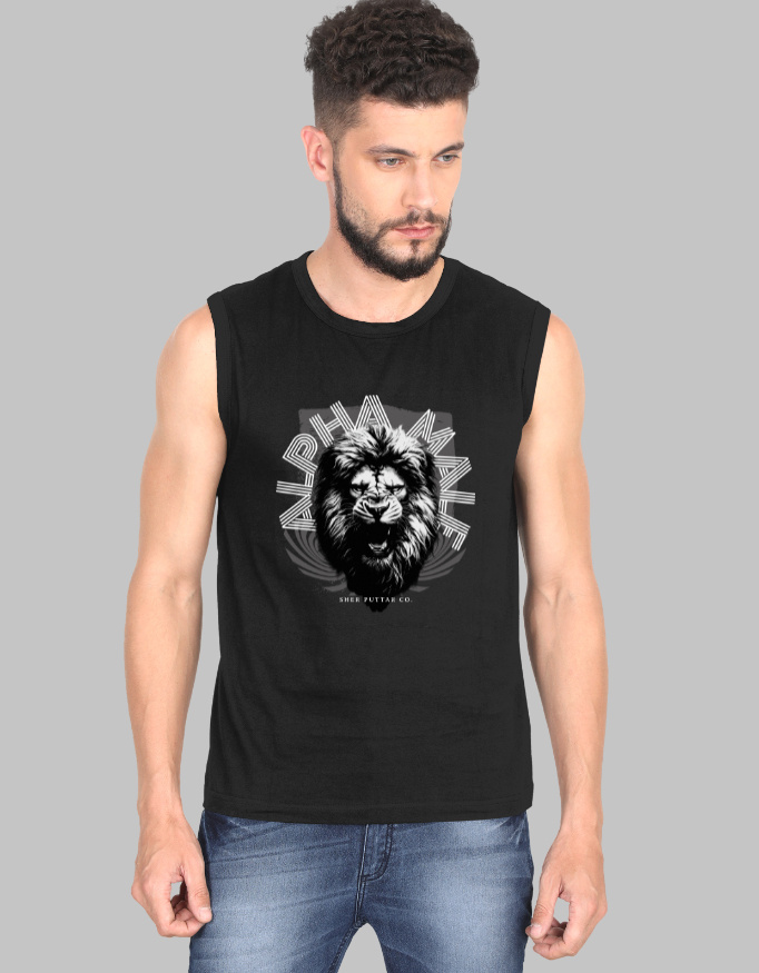 Alpha Male Men's Sleeveless Printed T-Shirt