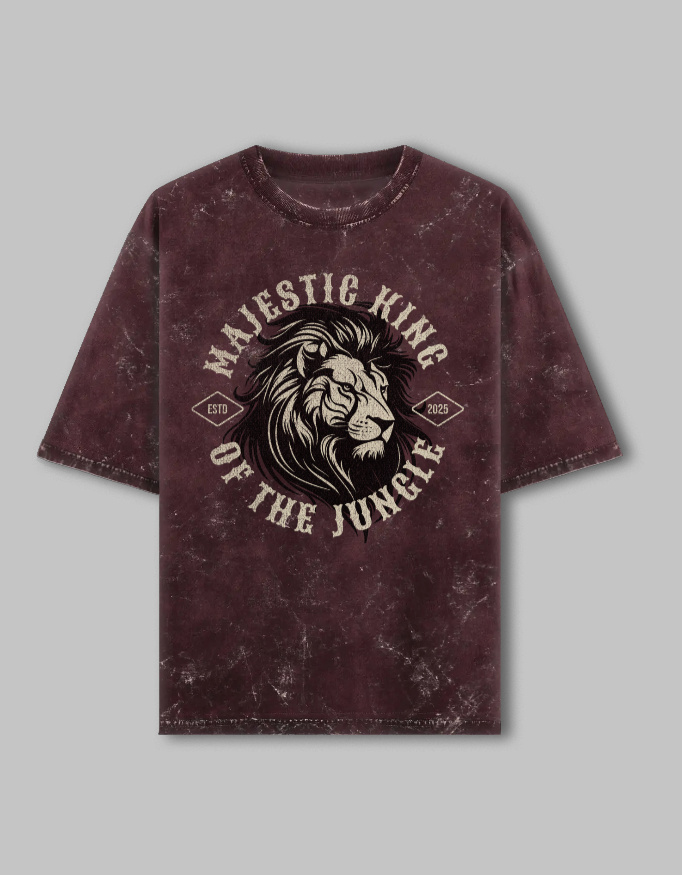 Majestic King Unisex Acid Washed Oversized Printed T-Shirt - Image 7
