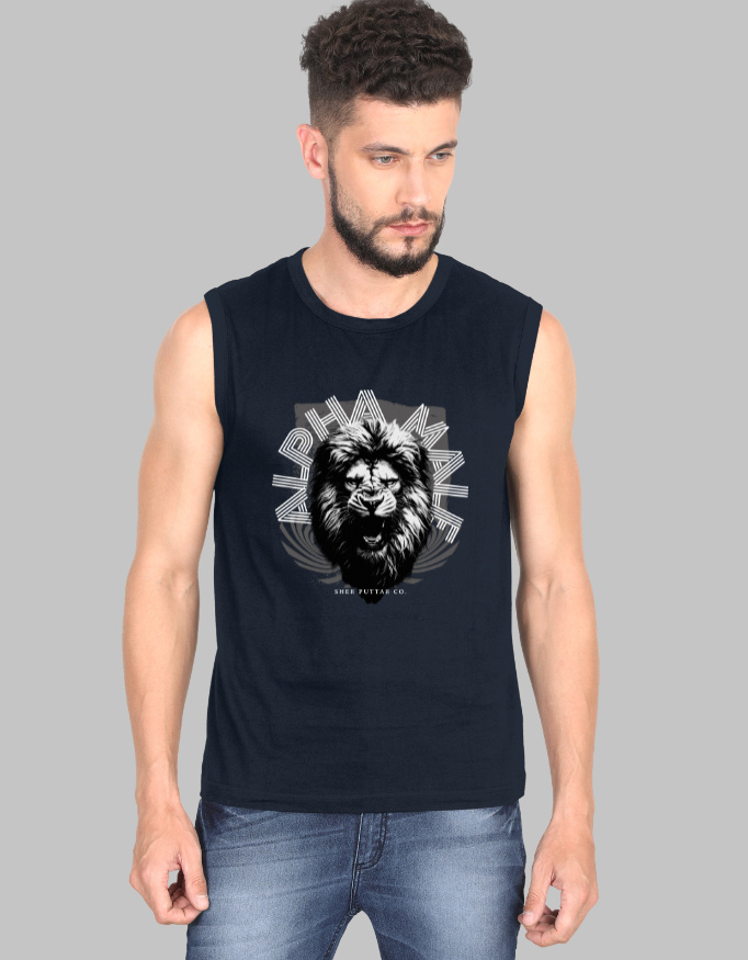 Alpha Male Men's Sleeveless Printed T-Shirt - Image 3