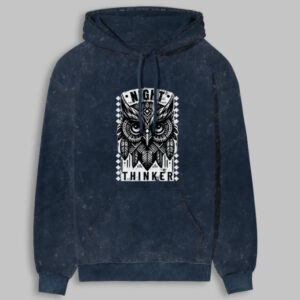 Night Thinker Unisex Acid Washed Printed Hoodie