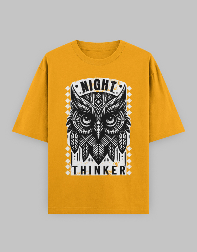 Night Thinker Unisex Oversized Classic Printed T-Shirt - Image 5