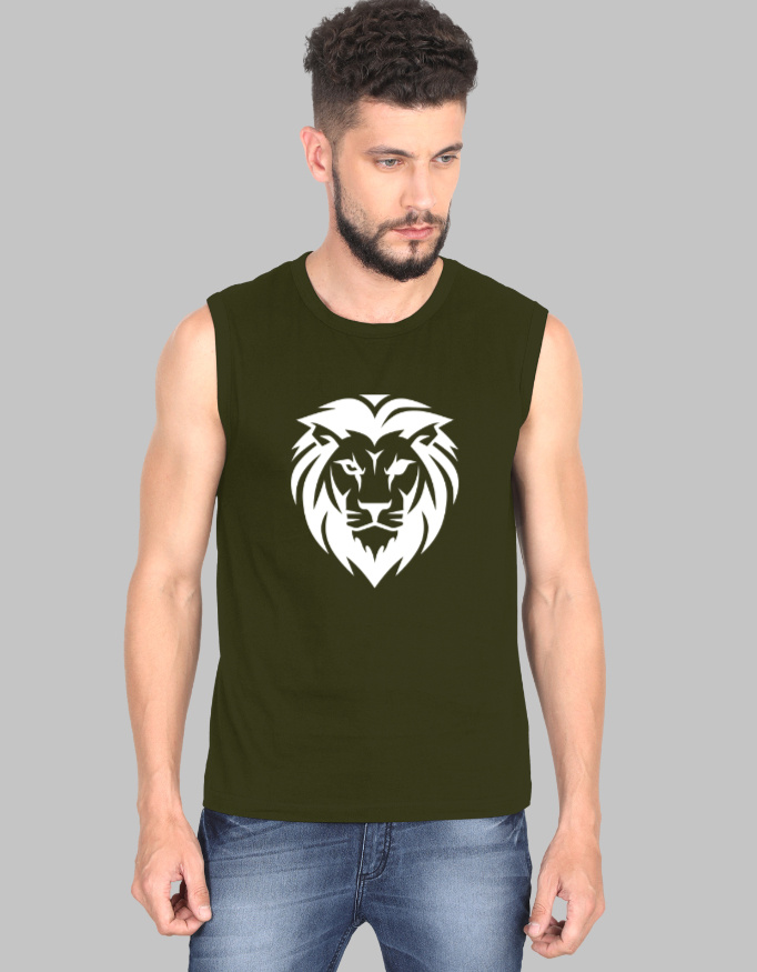Lion Men's Sleeveless Printed T-Shirt - Image 7