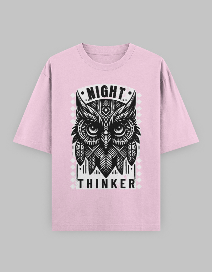 Night Thinker Unisex Oversized Classic Printed T-Shirt - Image 7