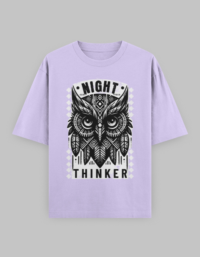 Night Thinker Unisex Oversized Classic Printed T-Shirt - Image 9