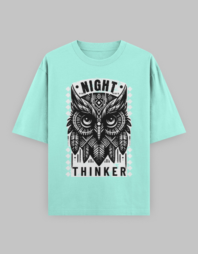 Night Thinker Unisex Oversized Classic Printed T-Shirt - Image 11