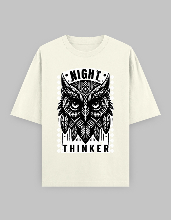 Night Thinker Unisex Oversized Classic Printed T-Shirt - Image 13