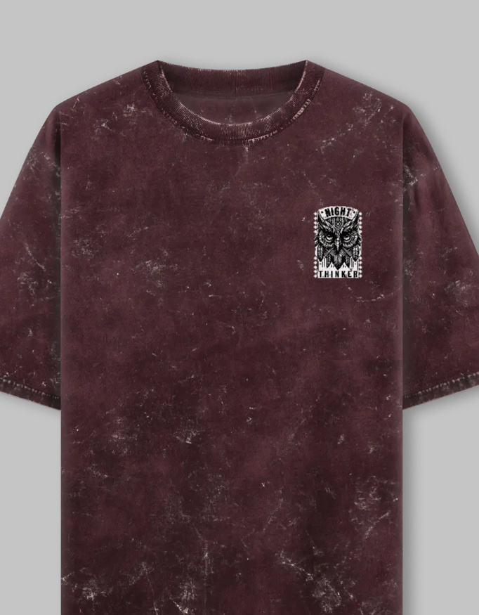 Night Thinker Unisex Acid Washed Oversized Printed T-Shirt - Image 8