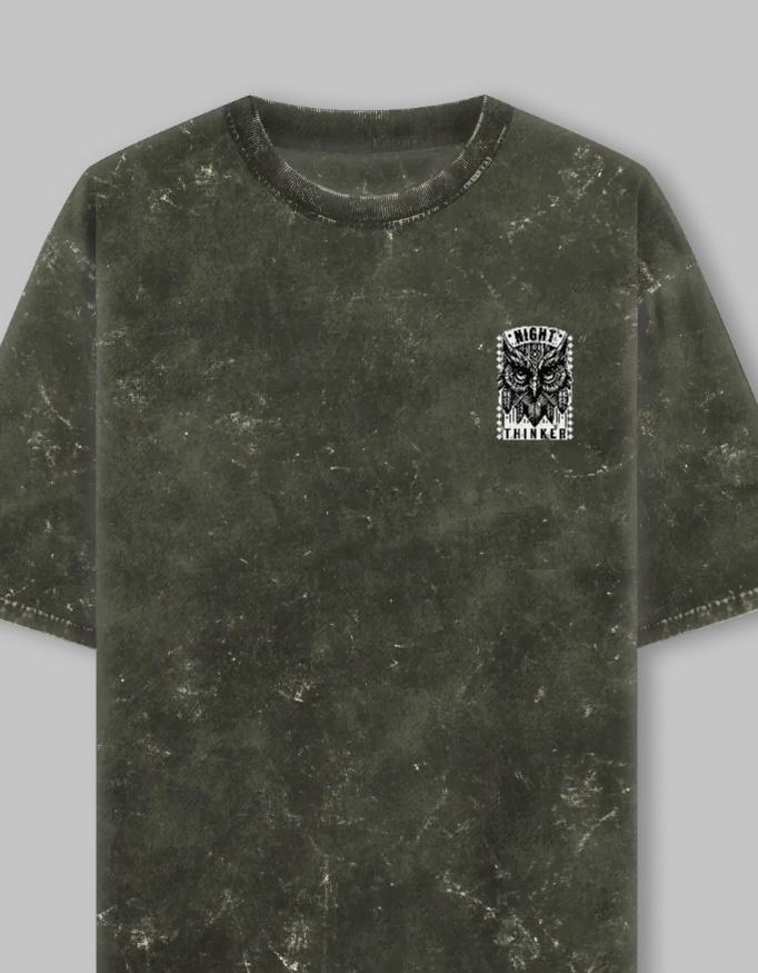 Night Thinker Unisex Acid Washed Oversized Printed T-Shirt - Image 10